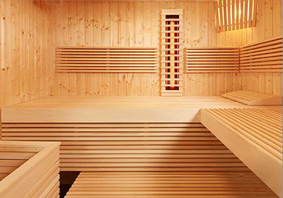Interior Sauna Panorama Large Kombi Infravermelhos y Vapor